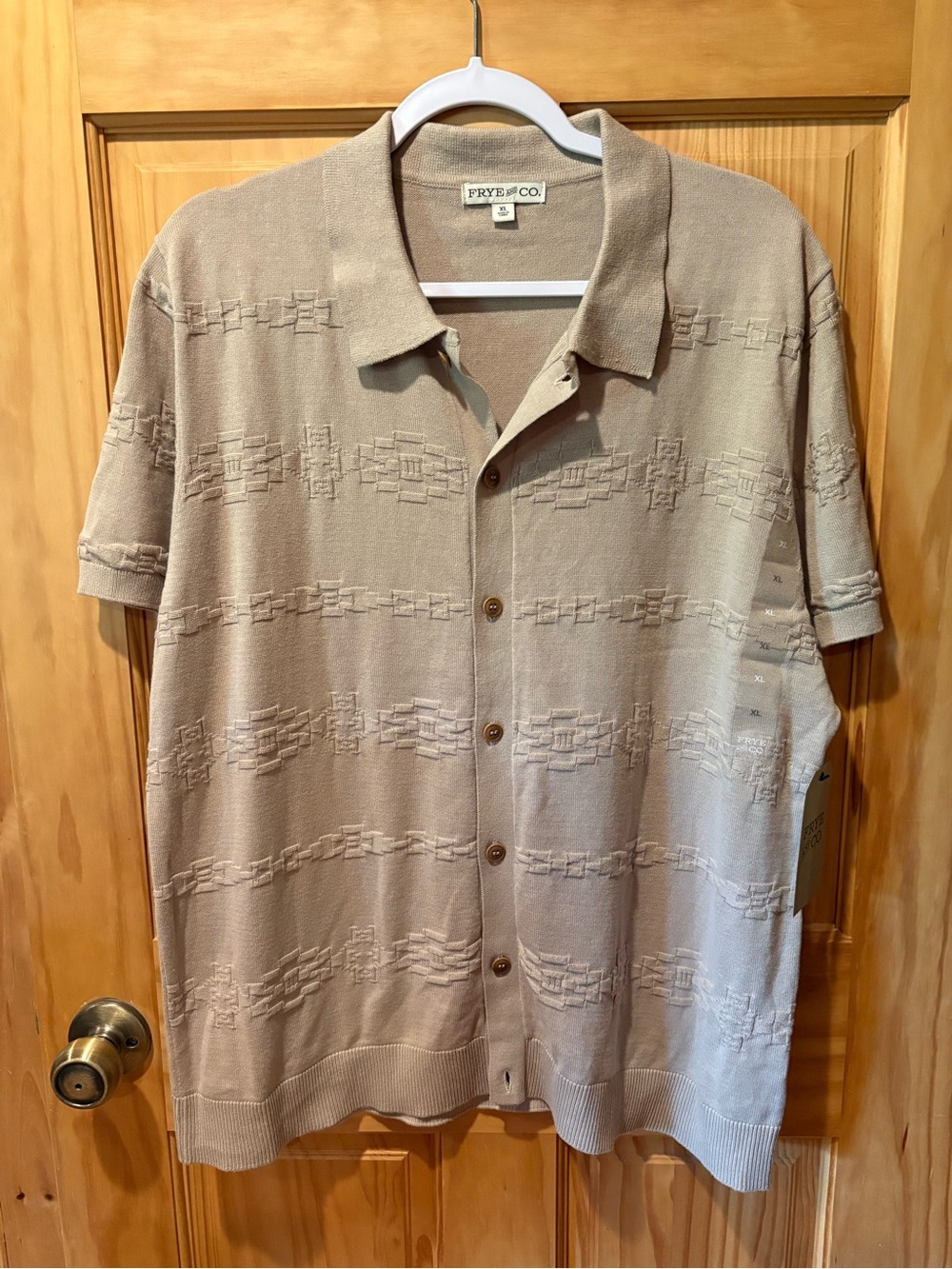 Frye & Co. men's short-sleeve button-up knit polo shirt size XL NWT